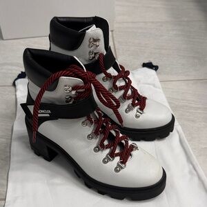 Moncler Women's Carol White  and Black Hiking Boots NIB